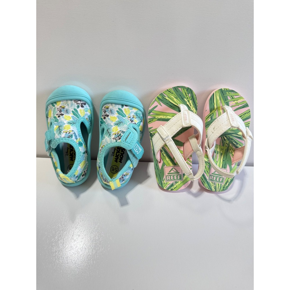 Bundle Toddler Girls Reef Mickey Mouse Water Shoes Beach Summer sz 5-6 Blue - Picture 2 of 11